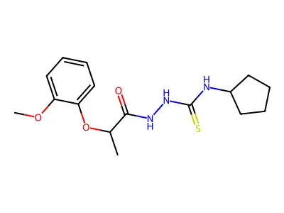 N-cyclopentyl-2-[2-(2-methoxyphenoxy)propanoyl]hydrazinecarbothioamide structure
