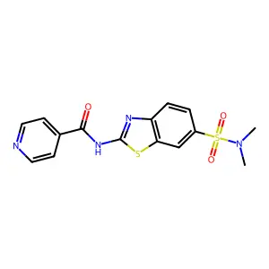 N-[6-(dimethylsulfamoyl)-1,3-benzothiazol-2-yl]pyridine-4-carboxamide structure