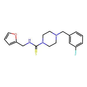 4-[(3-fluorophenyl)methyl]-N-(furan-2-ylmethyl)piperazine-1-carbothioamide structure