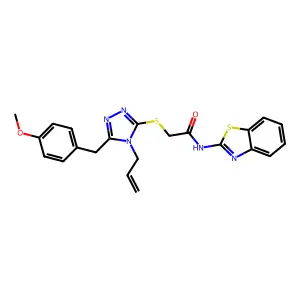 N-(1,3-benzothiazol-2-yl)-2-[[5-[(4-methoxyphenyl)methyl]-4-prop-2-enyl-1,2,4-triazol-3-yl]sulfanyl]acetamide structure