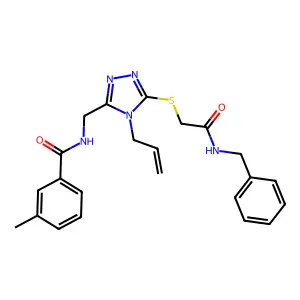 N-[[5-[2-(benzylamino)-2-oxoethyl]sulfanyl-4-prop-2-enyl-1,2,4-triazol-3-yl]methyl]-3-methylbenzamide structure