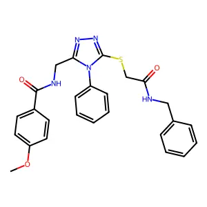 N-[(5-{[2-(benzylamino)-2-oxoethyl]sulfanyl}-4-phenyl-4H-1,2,4-triazol-3-yl)methyl]-4-methoxybenzamide structure