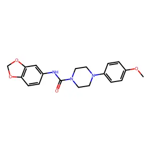 N-(1,3-benzodioxol-5-yl)-4-(4-methoxyphenyl)piperazine-1-carboxamide structure