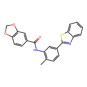 N-[5-(1,3-benzothiazol-2-yl)-2-methylphenyl]-1,3-benzodioxole-5-carboxamide structure
