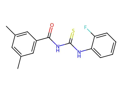 N-[(2-fluorophenyl)carbamothioyl]-3,5-dimethylbenzamide structure