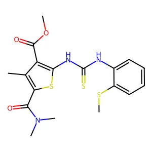 methyl 5-(dimethylcarbamoyl)-4-methyl-2-({[2-(methylsulfanyl)phenyl]carbamothioyl}amino)thiophene-3-carboxylate structure