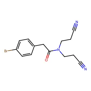 2-(4-bromophenyl)-N,N-bis(2-cyanoethyl)acetamide structure