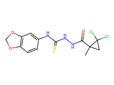 N-(1,3-benzodioxol-5-yl)-2-[(2,2-dichloro-1-methylcyclopropyl)carbonyl]hydrazinecarbothioamide structure