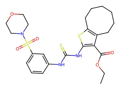 ethyl 2-({[3-(morpholin-4-ylsulfonyl)phenyl]carbamothioyl}amino)-4,5,6,7,8,9-hexahydrocycloocta[b]thiophene-3-carboxylate structure
