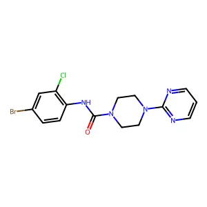 N-(4-bromo-2-chlorophenyl)-4-pyrimidin-2-ylpiperazine-1-carboxamide structure