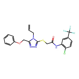 N-[2-chloro-5-(trifluoromethyl)phenyl]-2-{[5-(phenoxymethyl)-4-(prop-2-en-1-yl)-4H-1,2,4-triazol-3-yl]sulfanyl}acetamide structure