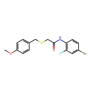 N-(4-bromo-2-fluorophenyl)-2-[(4-methoxyphenyl)methylsulfanyl]acetamide structure