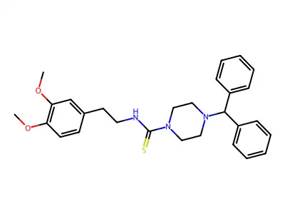 4-benzhydryl-N-[2-(3,4-dimethoxyphenyl)ethyl]piperazine-1-carbothioamide structure