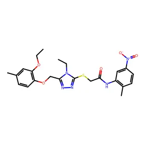2-({5-[(2-ethoxy-4-methylphenoxy)methyl]-4-ethyl-4H-1,2,4-triazol-3-yl}sulfanyl)-N-(2-methyl-5-nitrophenyl)acetamide structure