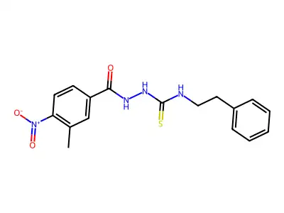 2-[(3-methyl-4-nitrophenyl)carbonyl]-N-(2-phenylethyl)hydrazinecarbothioamide structure