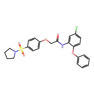 N-(5-chloro-2-phenoxyphenyl)-2-(4-pyrrolidin-1-ylsulfonylphenoxy)acetamide structure