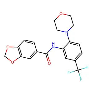 N-[2-morpholin-4-yl-5-(trifluoromethyl)phenyl]-1,3-benzodioxole-5-carboxamide structure