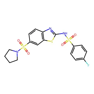 2-{[(4-Fluorophenyl)sulfonyl]amino}-6-(pyrrolidinylsulfonyl)benzothiazole structure