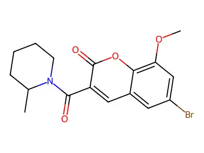 6-bromo-8-methoxy-3-(2-methylpiperidine-1-carbonyl)-2H-chromen-2-one structure