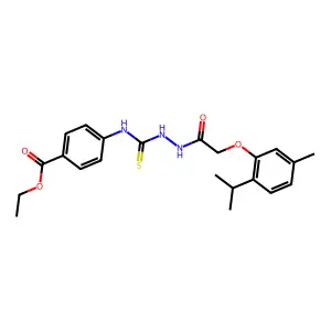 ethyl 4-(2-(2-(2-isopropyl-5-methylphenoxy)acetyl)hydrazinecarbothioamido)benzoate structure