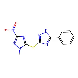 1-methyl-3-nitro-5-[(5-phenyl-1H-1,2,4-triazol-3-yl)sulfanyl]-1,2,4-triazole structure