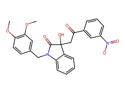1-[(3,4-dimethoxyphenyl)methyl]-3-hydroxy-3-[2-(3-nitrophenyl)-2-oxoethyl]indol-2-one structure