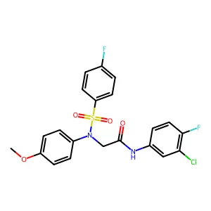 N-(3-chloro-4-fluorophenyl)-2-(N-(4-fluorophenyl)sulfonyl-4-methoxyanilino)acetamide structure