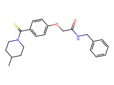 N-benzyl-2-[4-(4-methylpiperidine-1-carbothioyl)phenoxy]acetamide structure
