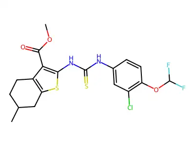methyl 2-({[3-chloro-4-(difluoromethoxy)phenyl]carbamothioyl}amino)-6-methyl-4,5,6,7-tetrahydro-1-benzothiophene-3-carboxylate structure
