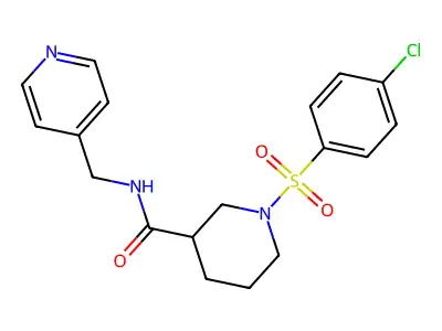 1-(4-chlorophenyl)sulfonyl-N-(pyridin-4-ylmethyl)piperidine-3-carboxamide structure