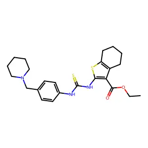 ethyl 2-({[4-(piperidin-1-ylmethyl)phenyl]carbamothioyl}amino)-4,5,6,7-tetrahydro-1-benzothiophene-3-carboxylate structure