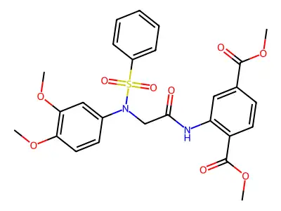 dimethyl 2-(2-(N-(3,4-dimethoxyphenyl)phenylsulfonamido)acetamido)terephthalate structure