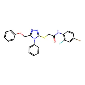 N-(4-bromo-2-fluorophenyl)-2-[[5-(phenoxymethyl)-4-phenyl-1,2,4-triazol-3-yl]sulfanyl]acetamide structure