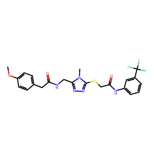 2-(4-methoxyphenyl)-N-({4-methyl-5-[(2-oxo-2-{[3-(trifluoromethyl)phenyl]amino}ethyl)sulfanyl]-4H-1,2,4-triazol-3-yl}methyl)acetamide structure