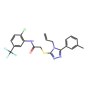 N-[2-chloro-5-(trifluoromethyl)phenyl]-2-{[5-(3-methylphenyl)-4-(prop-2-en-1-yl)-4H-1,2,4-triazol-3-yl]sulfanyl}acetamide structure
