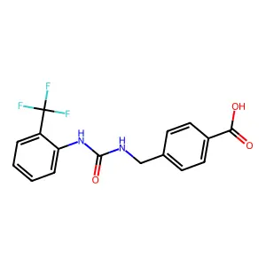 4-[({[2-(Trifluoromethyl)phenyl]carbamoyl}amino)methyl]benzoic acid structure