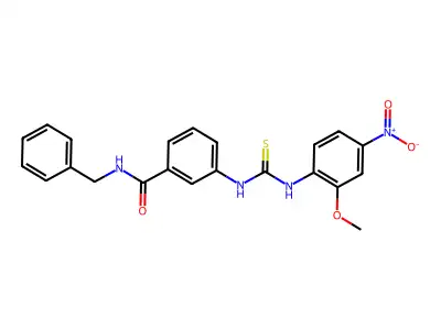 N-benzyl-3-[(2-methoxy-4-nitrophenyl)carbamothioylamino]benzamide structure