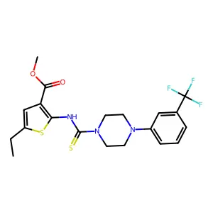 methyl 5-ethyl-2-(4-(3-(trifluoromethyl)phenyl)piperazine-1-carbothioamido)thiophene-3-carboxylate structure