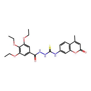 1-(4-Methyl-2-oxochromen-7-yl)-3-[(3,4,5-triethoxybenzoyl)amino]thiourea structure