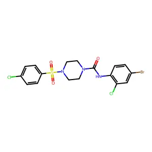 N-(4-bromo-2-chlorophenyl)-4-(4-chlorophenyl)sulfonylpiperazine-1-carboxamide structure
