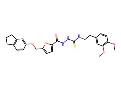 1-[[5-(2,3-dihydro-1H-inden-5-yloxymethyl)furan-2-carbonyl]amino]-3-[2-(3,4-dimethoxyphenyl)ethyl]thiourea structure