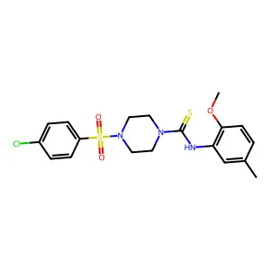 4-(4-chlorophenyl)sulfonyl-N-(2-methoxy-5-methylphenyl)piperazine-1-carbothioamide structure
