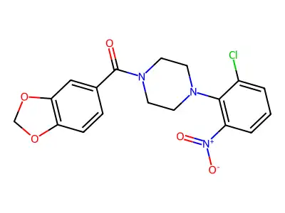 1,3-Benzodioxol-5-yl[4-(2-chloro-6-nitrophenyl)piperazin-1-yl]methanone structure