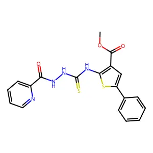 methyl 5-phenyl-2-(2-picolinoylhydrazinecarbothioamido)thiophene-3-carboxylate structure