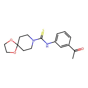 N-(3-acetylphenyl)-1,4-dioxa-8-azaspiro[4.5]decane-8-carbothioamide structure