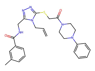3-methyl-N-[[5-[2-oxo-2-(4-phenylpiperazin-1-yl)ethyl]sulfanyl-4-prop-2-enyl-1,2,4-triazol-3-yl]methyl]benzamide structure