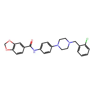 N-{4-[4-(2-chlorobenzyl)piperazin-1-yl]phenyl}-1,3-benzodioxole-5-carboxamide structure