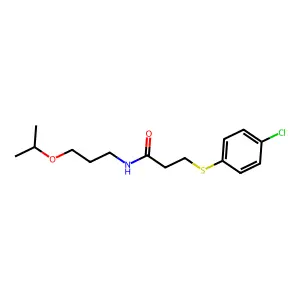 3-(4-chlorophenyl)sulfanyl-N-(3-propan-2-yloxypropyl)propanamide structure