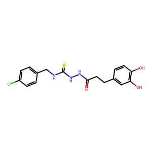 1-[(4-Chlorophenyl)methyl]-3-[3-(3,4-dihydroxyphenyl)propanoylamino]thiourea structure
