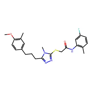 N-(5-fluoro-2-methylphenyl)-2-({5-[3-(4-methoxy-3-methylphenyl)propyl]-4-methyl-4H-1,2,4-triazol-3-yl}sulfanyl)acetamide structure